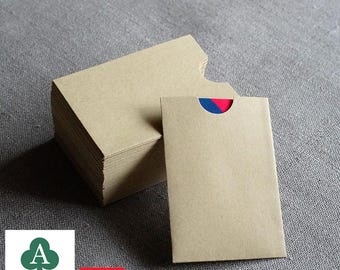 100 X Gift Card Sleeves, Hotel Access Card Sleeves, Key Card Holder, Kraft, 150GSM Paper, Eco - Friendly, 3.5'' x 2.4''