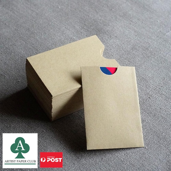 100 X Gift Card Sleeves, Hotel Access Card Sleeves, Key Card Holder, Kraft,  150GSM Paper, Eco - Friendly, 3.5'' x 2.4''