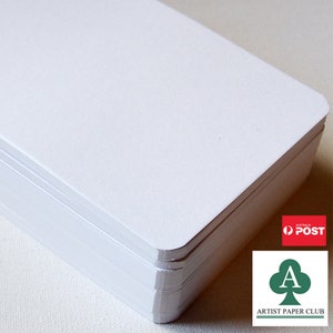 100 x A6 Blank Flat Cards, Rounded Corners,Premium Cardstock, Artist Supplies, 300GSM, White