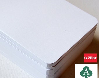 100 x A6 Blank Flat Cards, Rounded Corners,Premium Cardstock, Artist Supplies, 300GSM, White