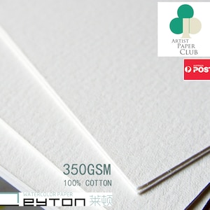 Leyton Watercolour Paper, 100% Cotton 350GSM, Finest Quality Artists' Quality Paper, Cold Pressed, 20 Sheets