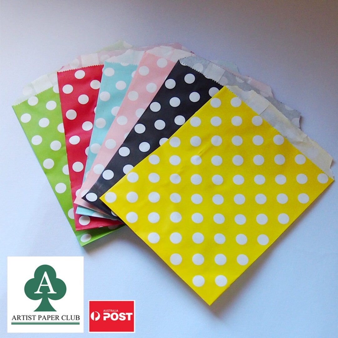 48 Flat Paper Bags 180mmx130mmparty Favours Bagsdot Pattern Etsy