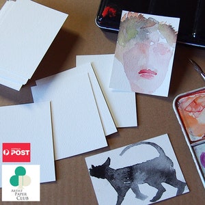 100 X Watercolour ATC Blank Artist Trading Cards 300gsm 100% Cotton, 89mm x 64mm