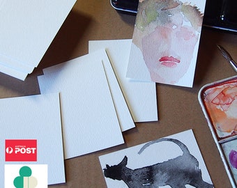 100 X Watercolour ATC Blank Artist Trading Cards 300gsm 100% Cotton, 89mm x 64mm