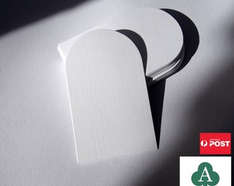 Blank Arched Cardstock, Arch Shaped Business Cards, Mini DIY Tags, 9 x 5.5 cm, 385GSM Premium Cardstock