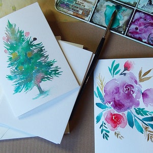 100% Cotton Watercolour DIY Cards,Folded Blank 20x Cards & 20x Envelopes,300gsm image 5