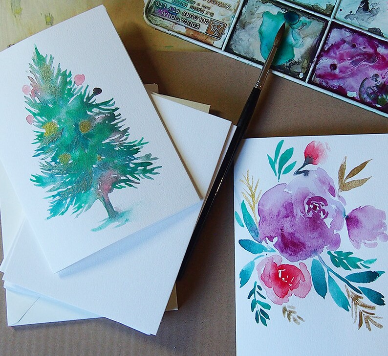 100% Cotton Watercolour DIY Cards,Folded Blank 20x Cards & 20x Envelopes,300gsm image 5