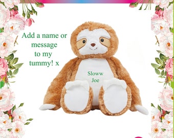 Sloth Teddy with embroidered name or message