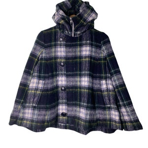 Issey Miyake By Sunaokuwahara Poncho Hoodie Wool Mohair Plaid Design