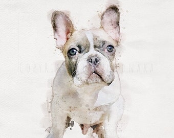 French Bulldog  watercolor painting, Pardon My French, colorful dog art, Contemporary, dog art, French bulldog, Dog Pun Art, art print