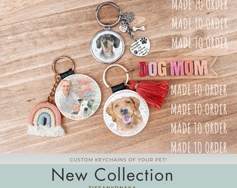 Dog Mom Keychain, Car Key Charm, boho Keychain, Dog Mama Gift, Customizable Dog Mom Keychain