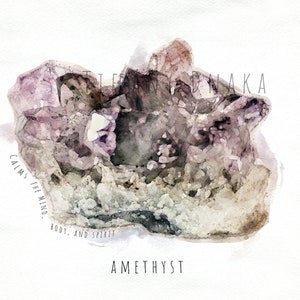 Real Amethyst Crystal Watercolor, Healing Art, Real Amethyst Crystal Art, Crystal Watercolor, Amethyst Watercolor, Gemstone Art,  Geode Art