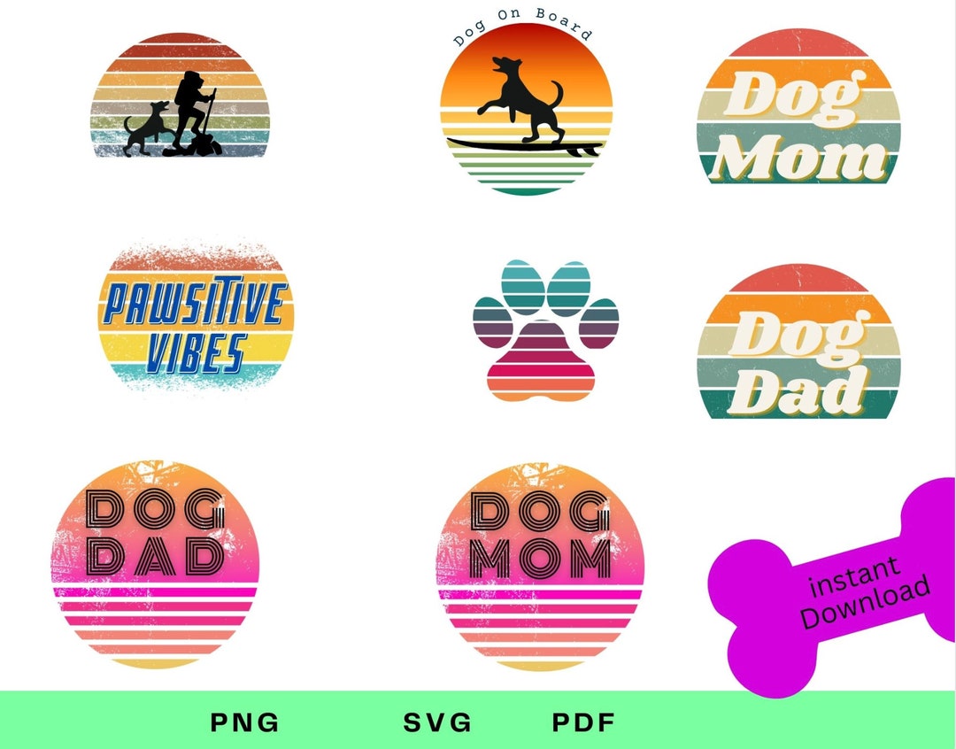 Retro Sunset Dog SVG Bundle, Vintage Retro Sunset SVG, Retro Vintage ...