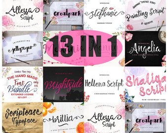 Font Download 13 in 1 Font Bundle Calligraphy font bundle Craft Font Silhouette script fonts modern calligraphy font wedding fonts cursive