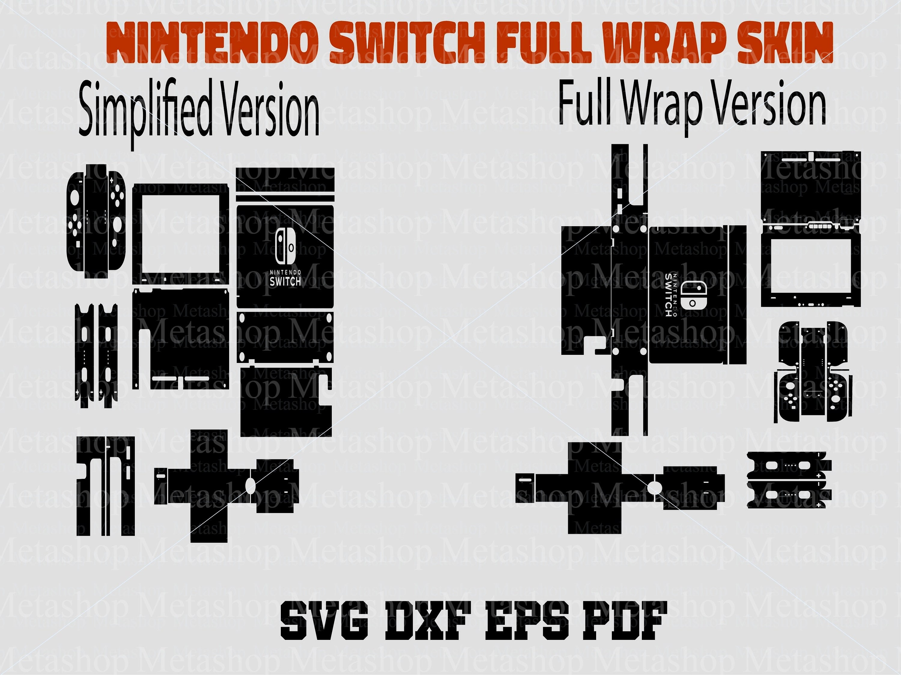 Nintendo Switch Skin Full Wrap Template SVG Cut File DIY Wrap Etsy