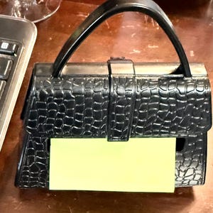 Vintage Black Purse Sticky Note Dispenser From Post-It Brand, Made in Canada, 5”H