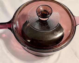 Corning Visions Non-stick Pot and Lid in Cranberry Glass by Pyrex
