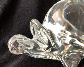 Turtle/Tortoise Glass Paperweight Blown Clear , 3"H