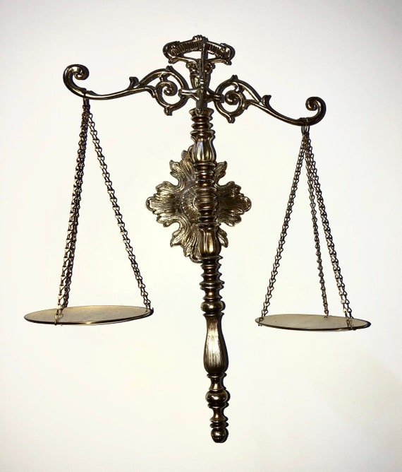 Vintage Decorative Brass Toned Balance Scales Etsy