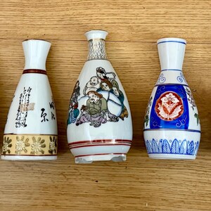 5”-5.5&quot; Saki Pitcher or Bud Vase, Choice, Porcelain with Various Oriental Designs