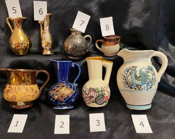 Pitchers, 1.25" to 4" Miniatures, Choice