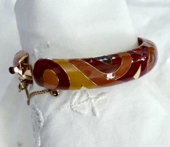Bangle Bracelet, Multi-Color Golden, Mid Century … - image 10