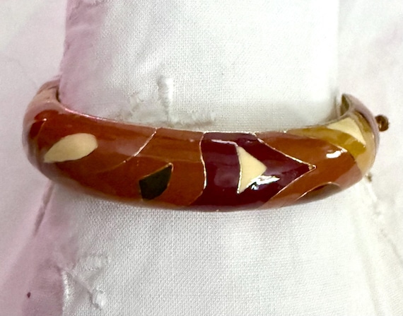 Bangle Bracelet, Multi-Color Golden, Mid Century … - image 9