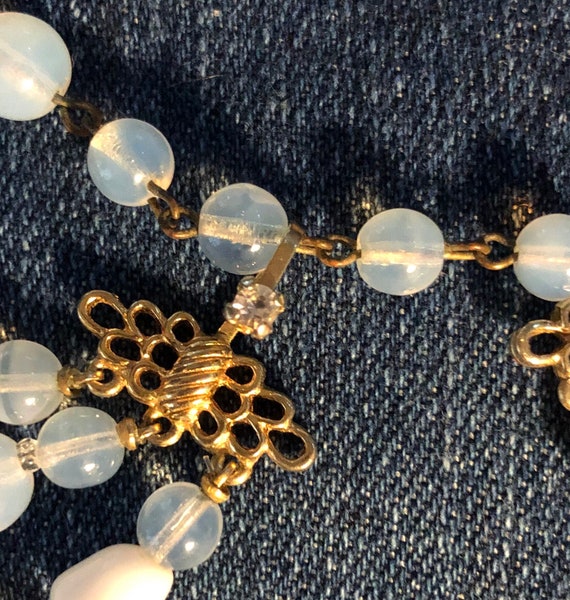 Mid century Marvella White Stones and Clear Beads… - image 7