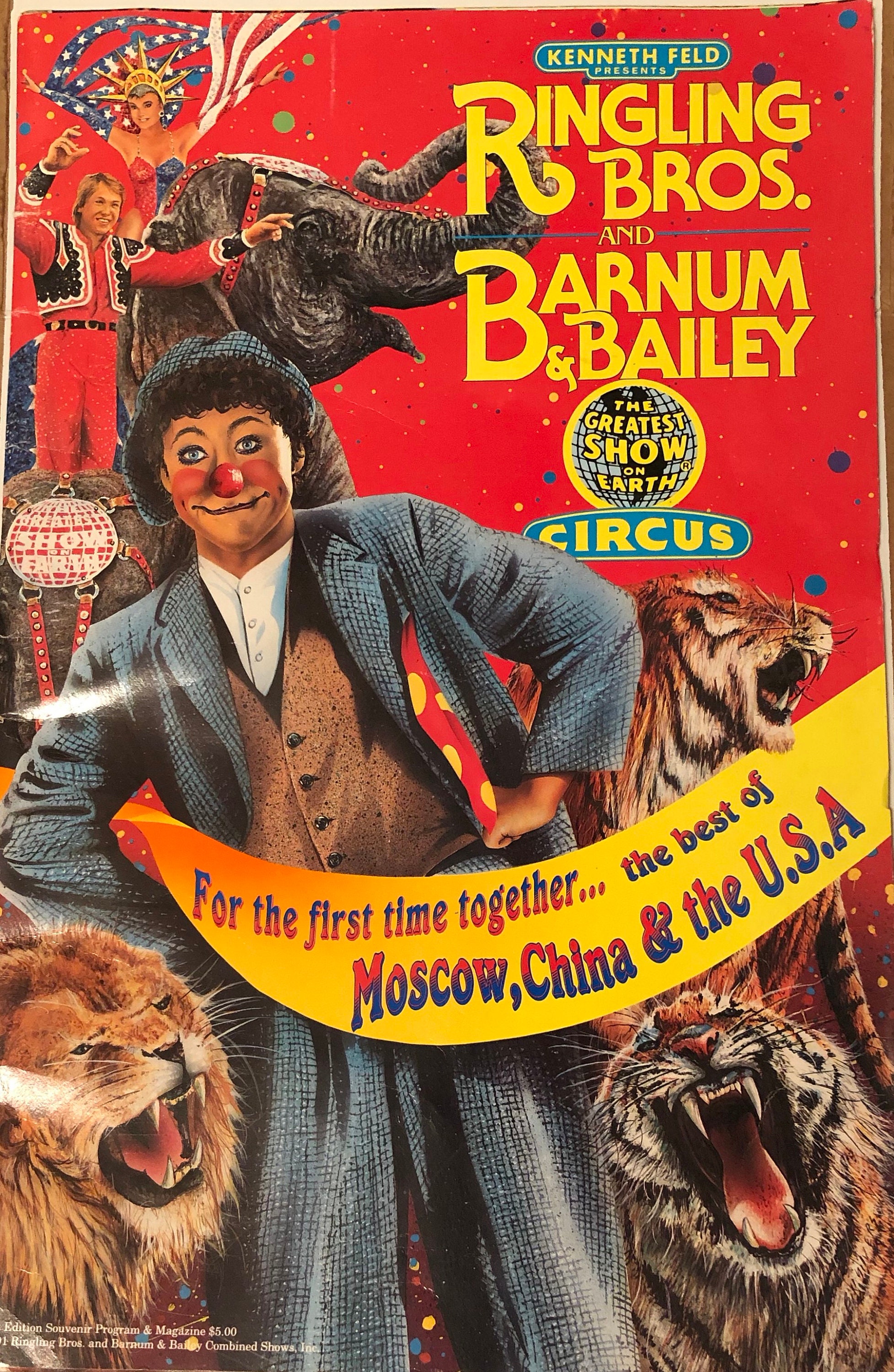 Programa de souvenirs vintage de 17” del circo Ringling Brothers and Barnum  Bailey de 1991 - Etsy México, image size:1955x3000