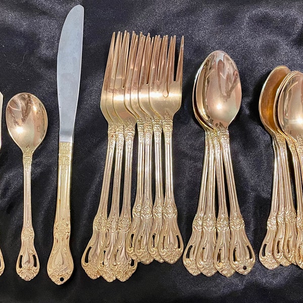 Flatware Gold Valentine (Gold Electroplate) Stainless Steel by Stanley Roberts Choice