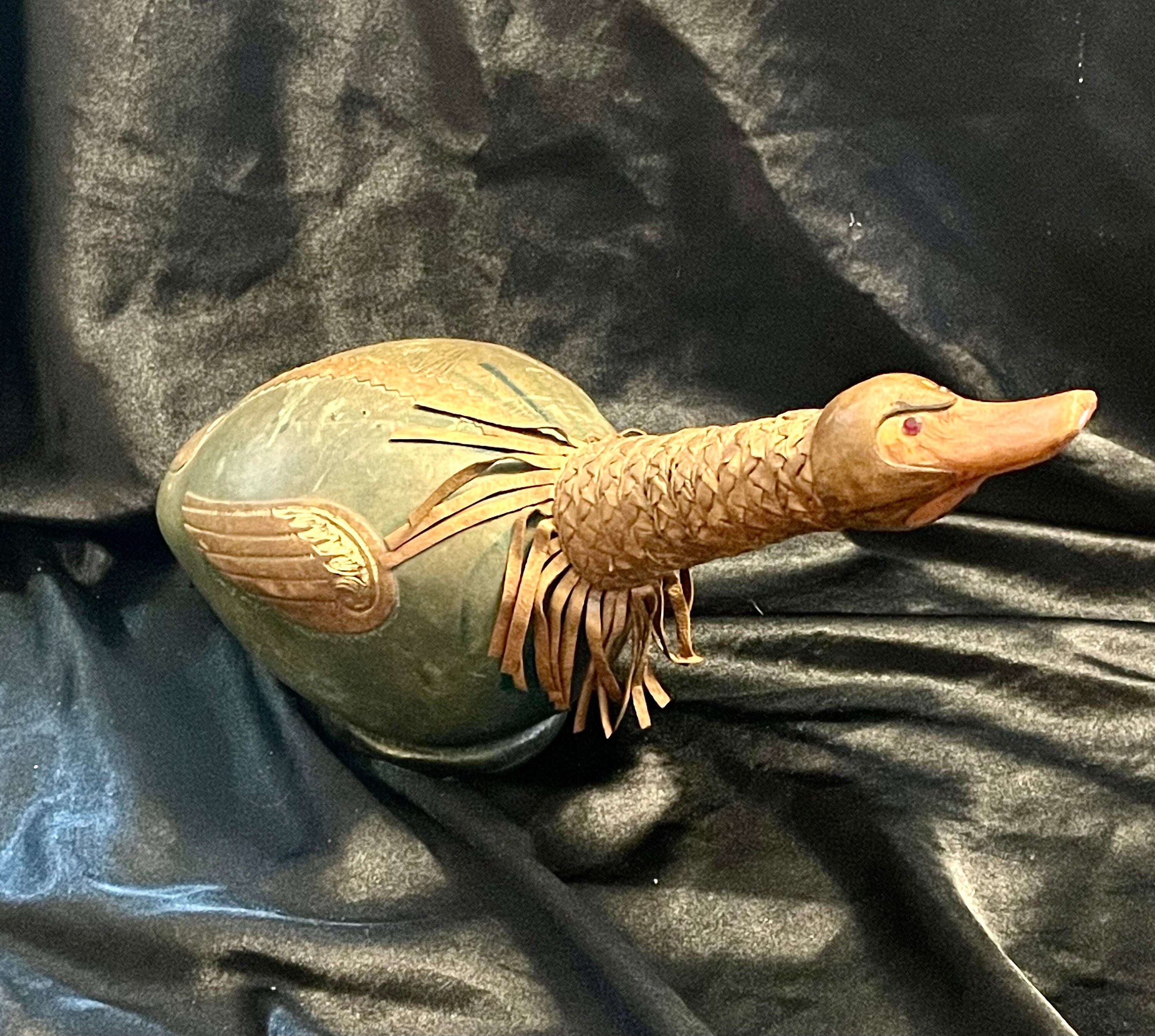 1970s Italian Leather Duck Decanter HTF Housewares
