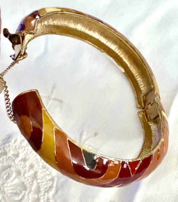 Bangle Bracelet, Multi-Color Golden, Mid Century … - image 5