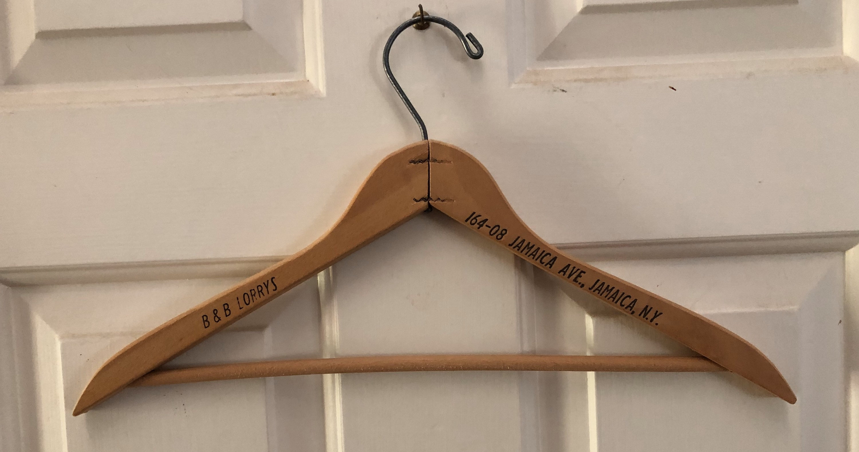Wooden Clothes Hanger Vintage from B & B LORRYS JAMAICA NY