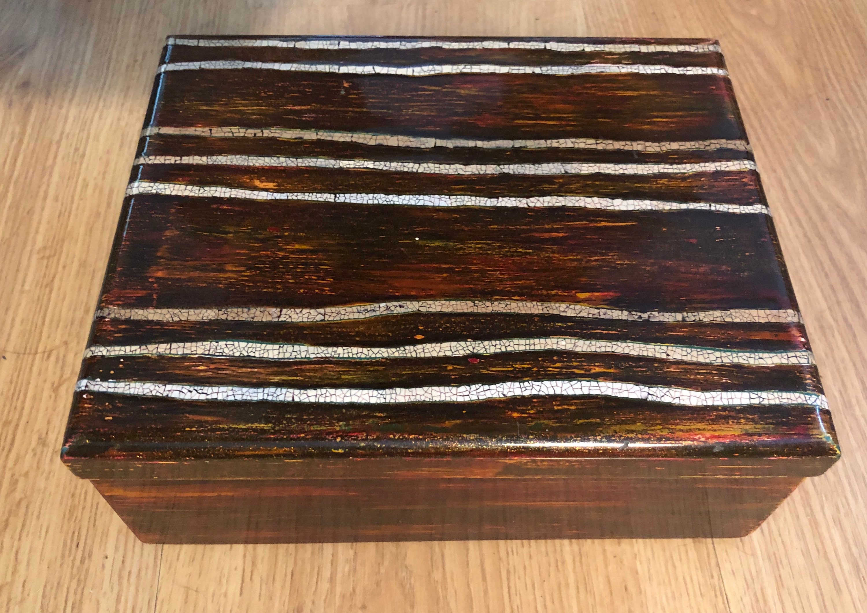 Vintage Lacquered Trinket Box Handmade in Vietnam Etsy