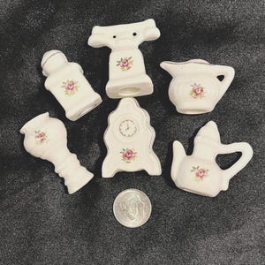 Mini Phone, Pitcher, Tea Pot, Clock, Vase, and Coffee Grinder Porcelain, 1.5" High
