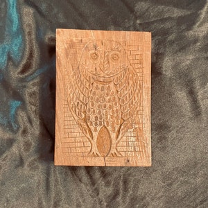 7.5&quot; Box for Keepsakes, Carved Owl Vintage Wooden