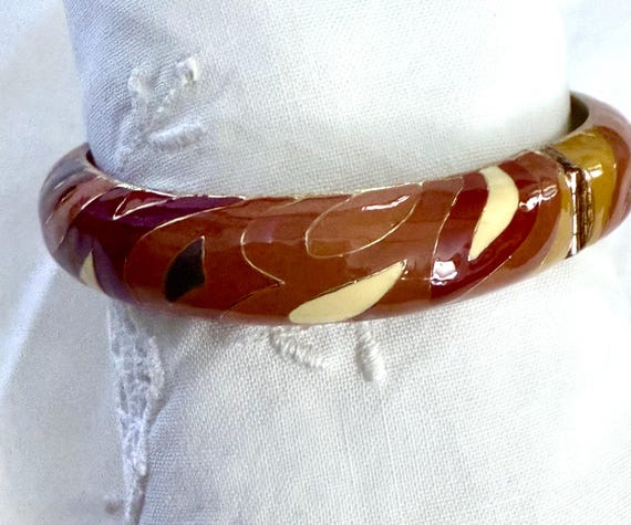 Bangle Bracelet, Multi-Color Golden, Mid Century … - image 8
