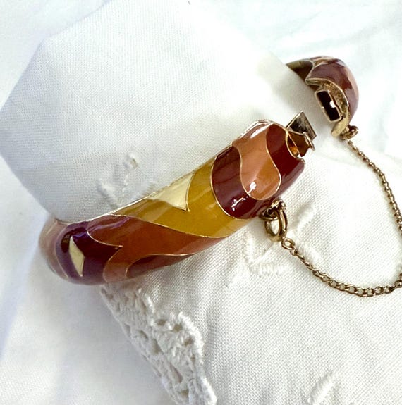 Bangle Bracelet, Multi-Color Golden, Mid Century … - image 4