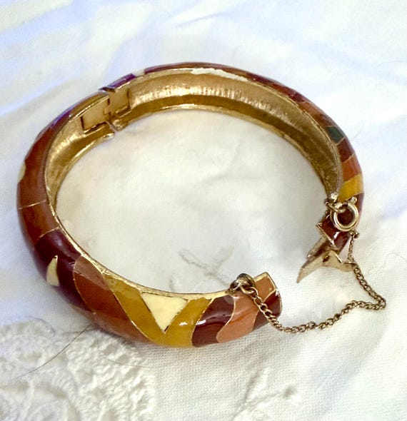 Bangle Bracelet, Multi-Color Golden, Mid Century … - image 2