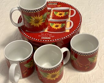 Oneida's Sakura Sunflower Chanticleer Mugs, Set of 4, 3.5”H - Etsy