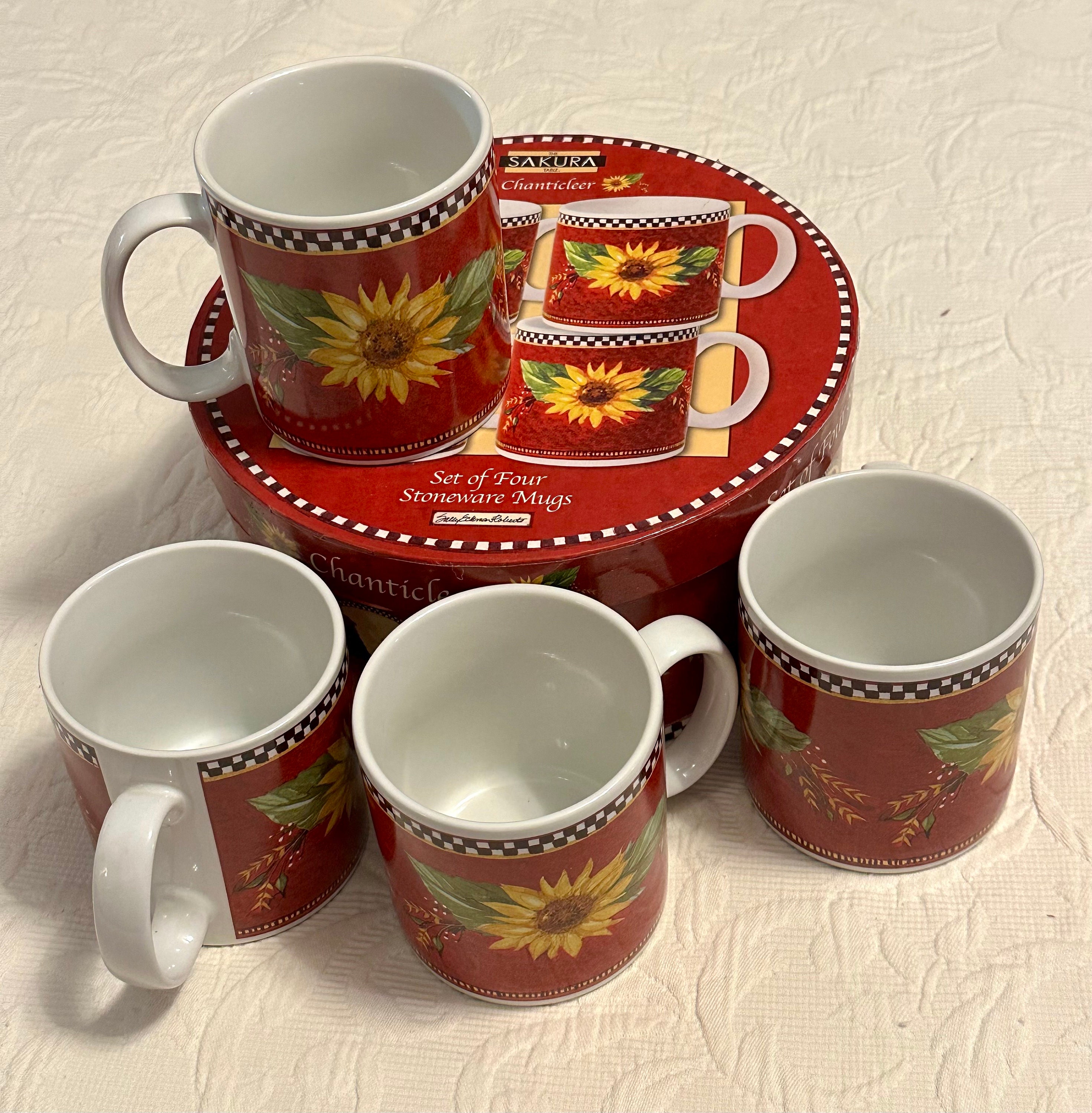 Oneida's Sakura Sunflower Chanticleer Mugs, Set of 4, 3.5”H - Etsy