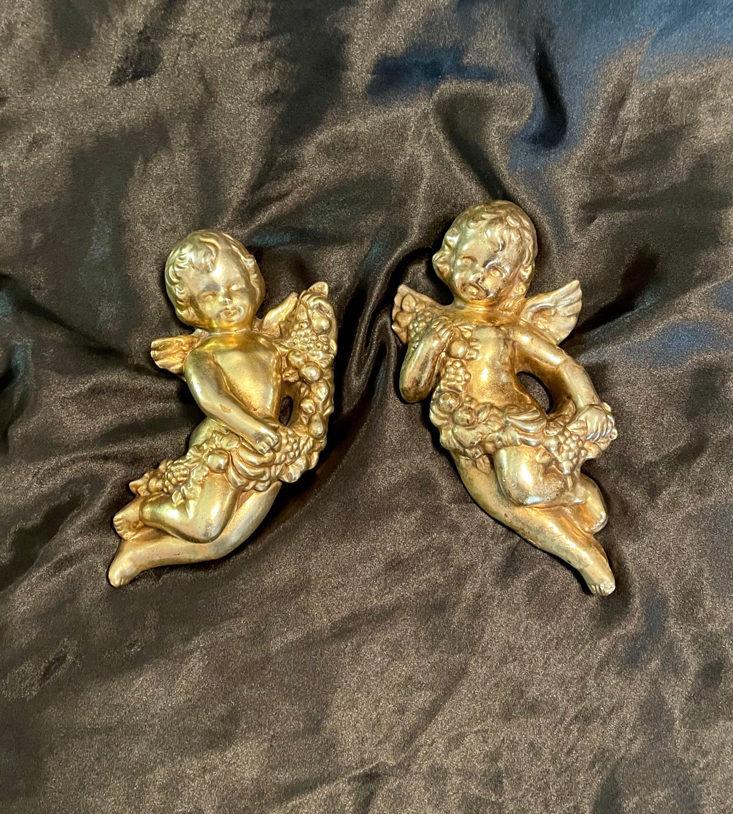 Winged Cherub琴弾天使1870sブロンズ彫刻FoundryMarks Winged Cherub琴