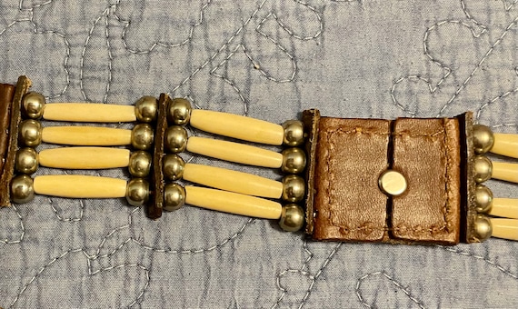 Belt Native American Concha and Bone Hair-pipe Beaded Belt Native American Concha and Bone Hair-pipe Beaded