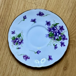 6”D Saucer, Spring Violets by Rossetti
