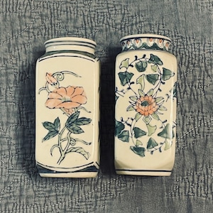 4.75" Vases, Pair of Hand Painted Porcelain