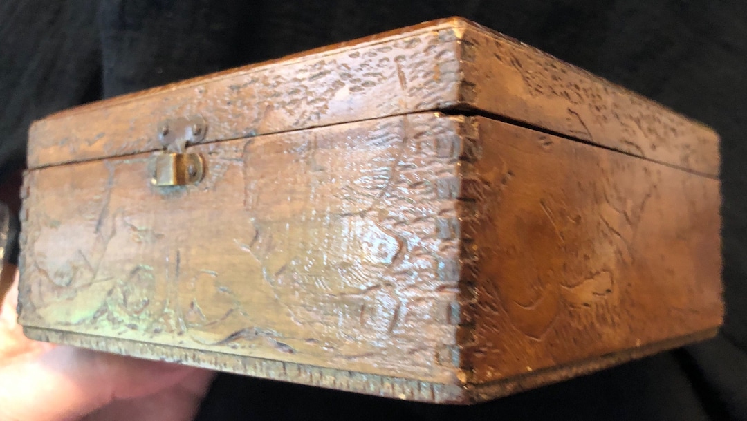 Antique Wooden Decorated Tongue and Groove Box, 5.5” X 6” - Etsy