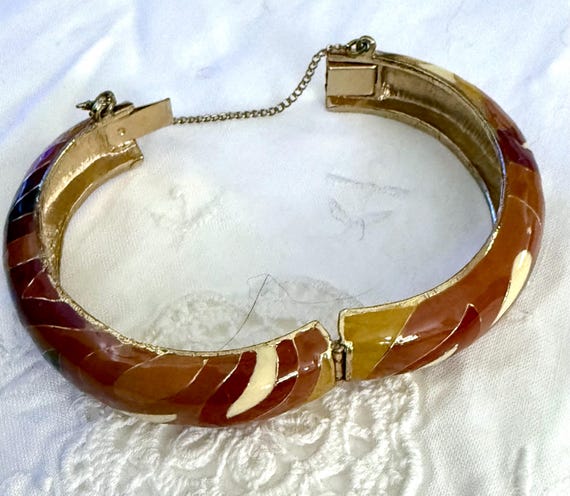Bangle Bracelet, Multi-Color Golden, Mid Century … - image 3