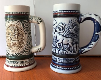 Avon Beer Steins, Pair of Miniature Sporting, 5"