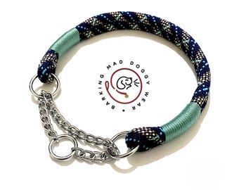 Handmade  Premium Rope Martingale Dog Collar, Steel Hardware
