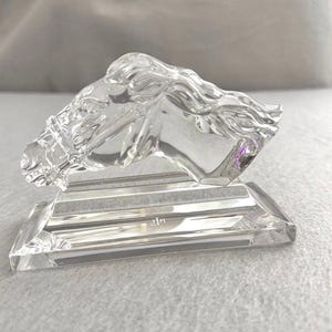 Ralph Lauren Crystal Running Horse Head Fox Hunt Equestrian Stallion Paperweight